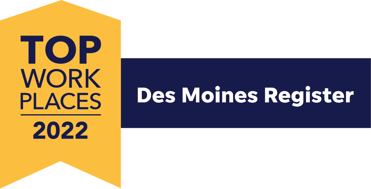 Des Moines Registers Top Workplaces 2022 award badge